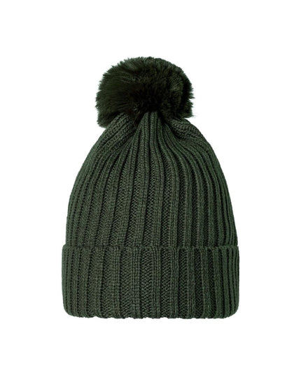 Beanie Furry Pompon Groen Acryl