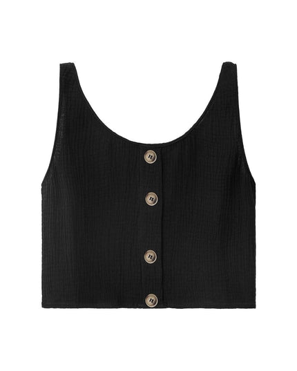 Crop top met knopen Licht blauw S