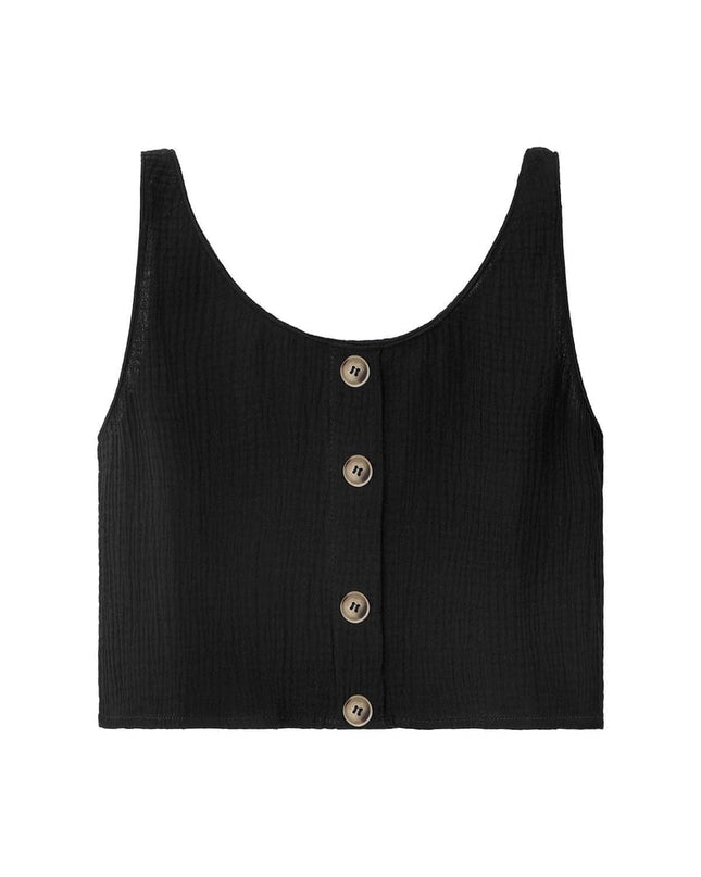 Crop top met knopen Licht blauw S