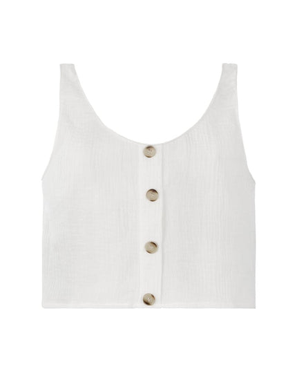 Crop top met knopen Licht blauw S