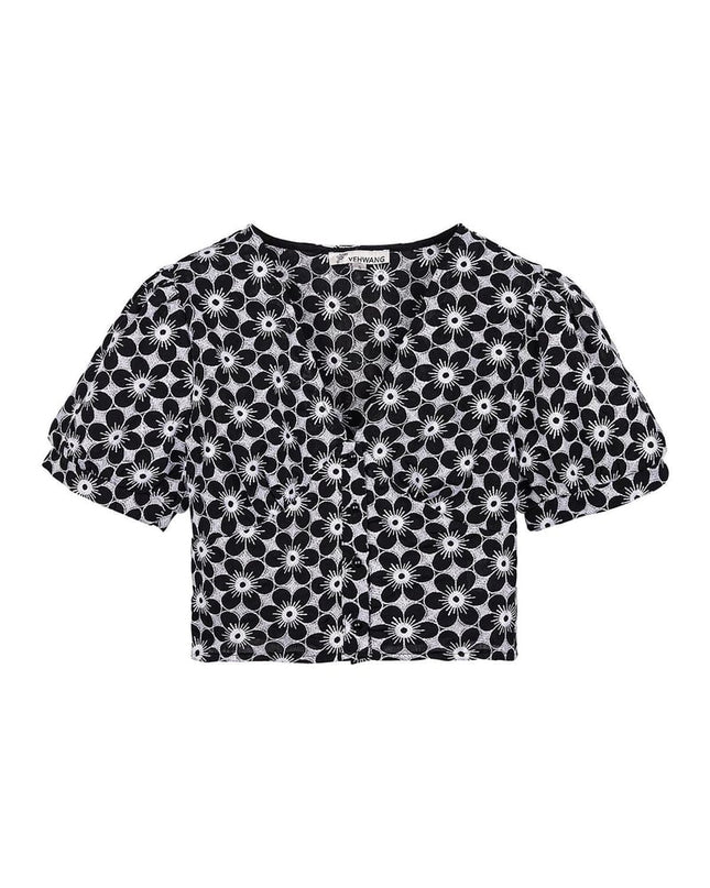 Blouse crop top Zwart S