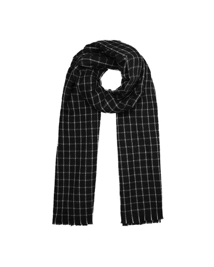 Zwart met wit geblokte wintersjaal Acryl