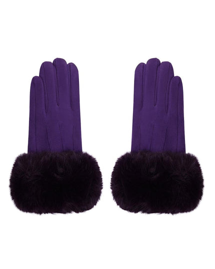 Handschoenen faux fur met suède look Camel Polyester One size