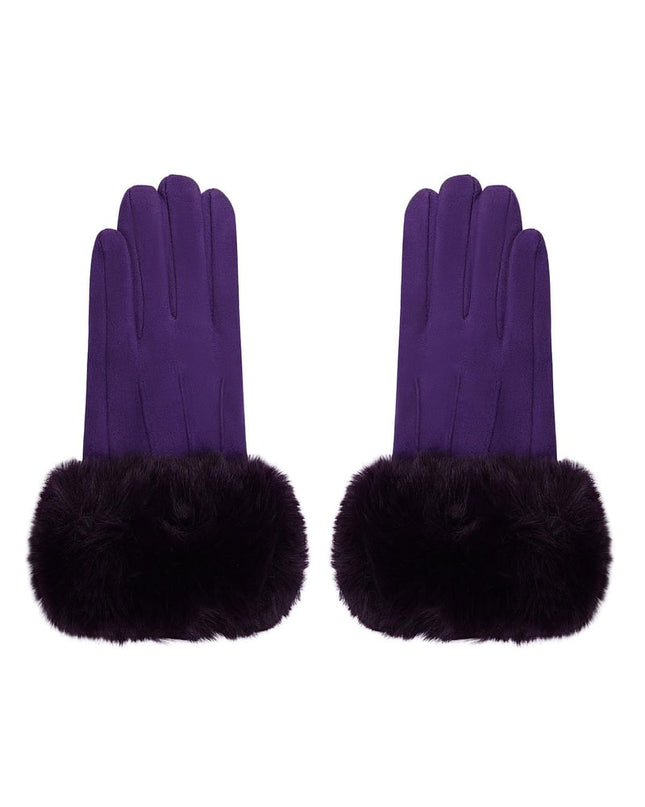 Handschoenen faux fur met suède look Camel Polyester One size