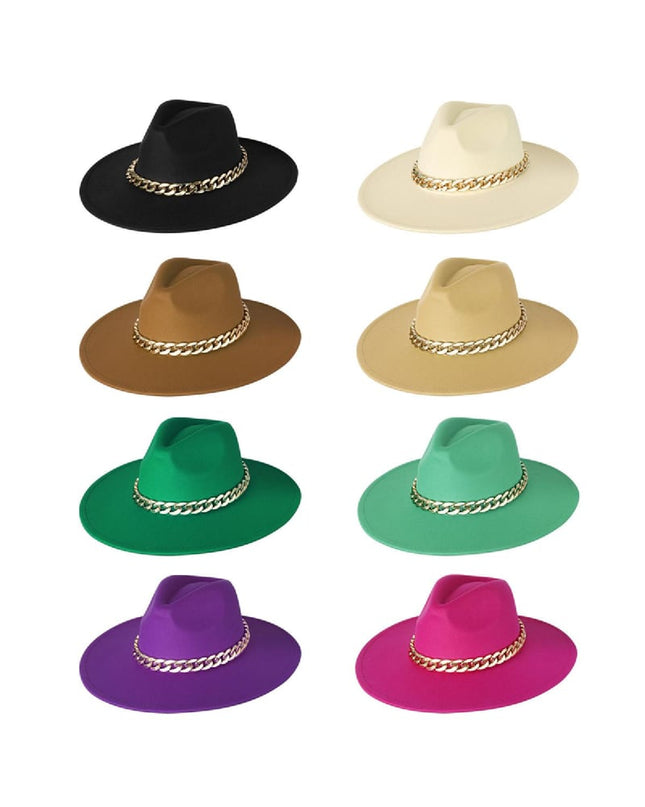 Fedora hoed met ketting Groen Polyester