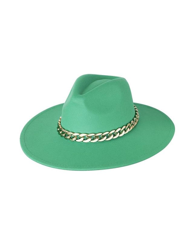 Fedora hoed met ketting Groen Polyester