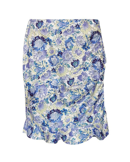 Rok bloemenprint - blauw S