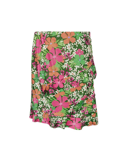 Rok kleurrijke bloemen - groen/roze Multi S