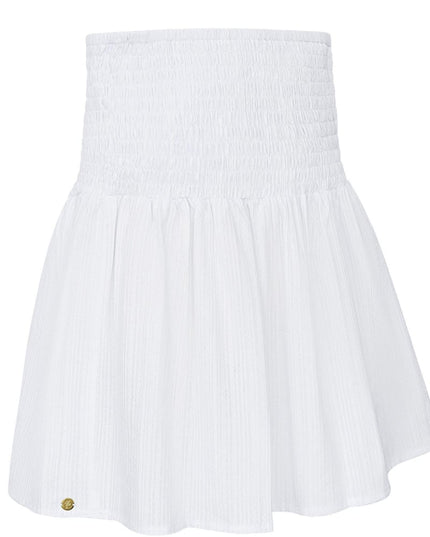 Rok met knopen en smock detail Wit S