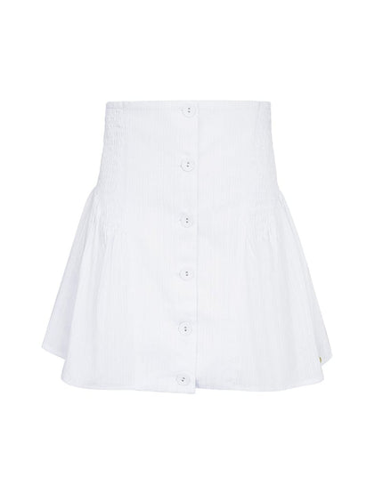 Rok met knopen en smock detail Wit S