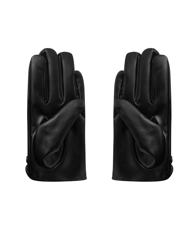 PU gloves with small chain - black