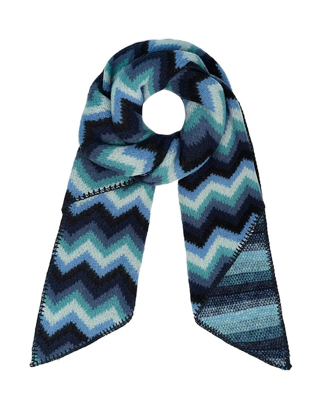 Sjaal met zigzag print - groen oranje
