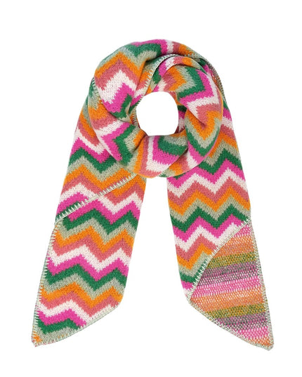 Sjaal met zigzag print - groen oranje