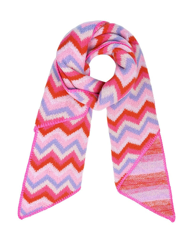 Sjaal met zigzag print - groen oranje