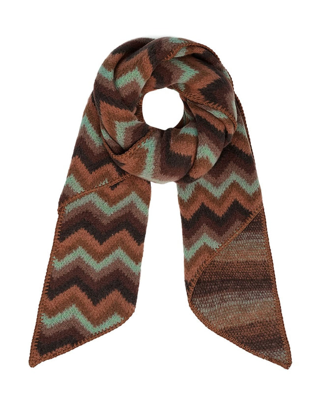 Sjaal met zigzag print - groen oranje