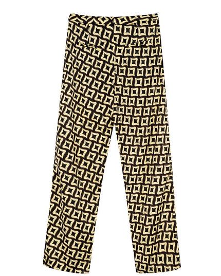Broek retro print zwart