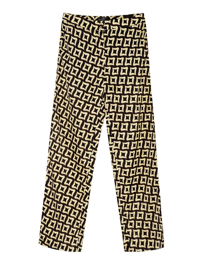 Broek retro print zwart