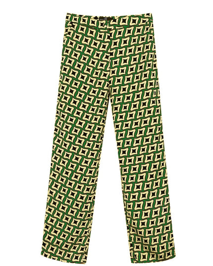 Broek retro print zwart