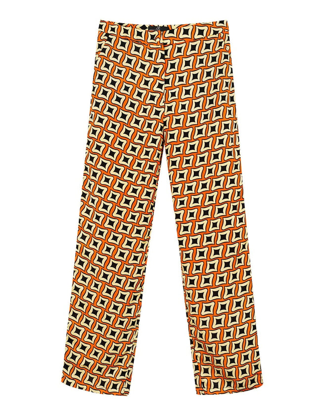 Broek retro print zwart