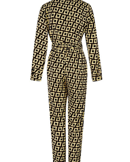 Jumpsuit retro print zwart