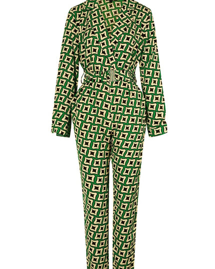 Jumpsuit retro print zwart