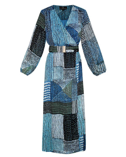 Maxi jurk over de top print blauw