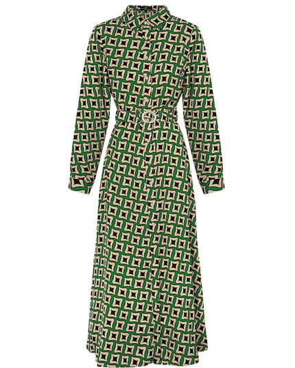 Maxi jurk retro print groen