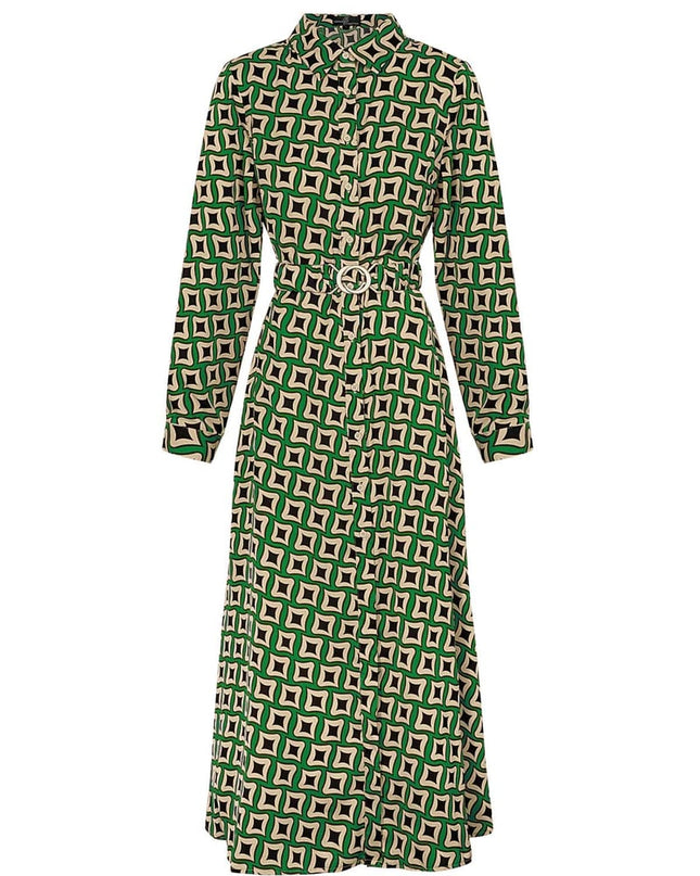 Maxi jurk retro print groen