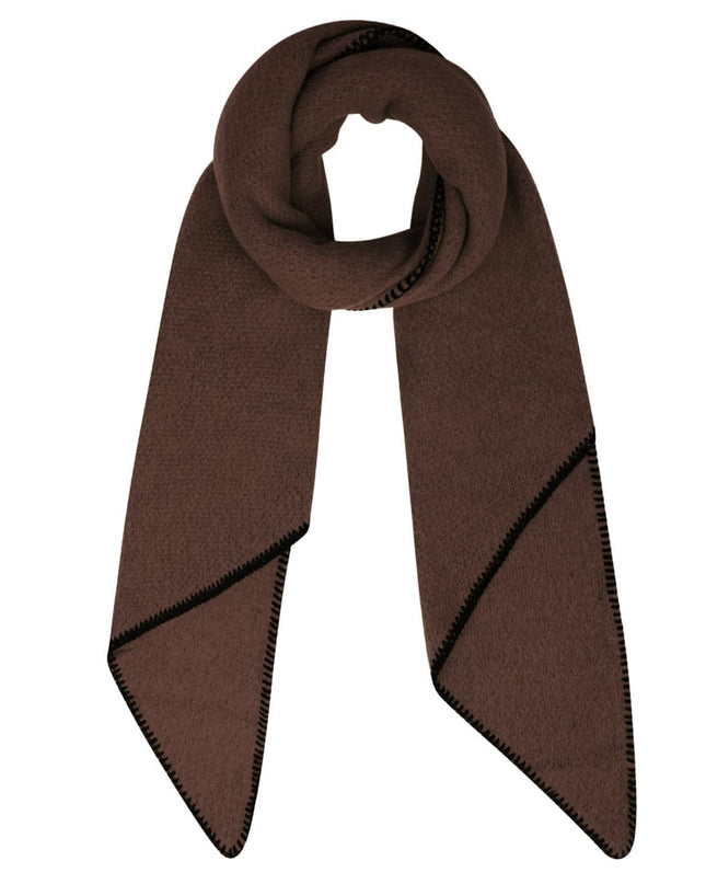 Wintersjaal eenkleurig met zwarte stiksels