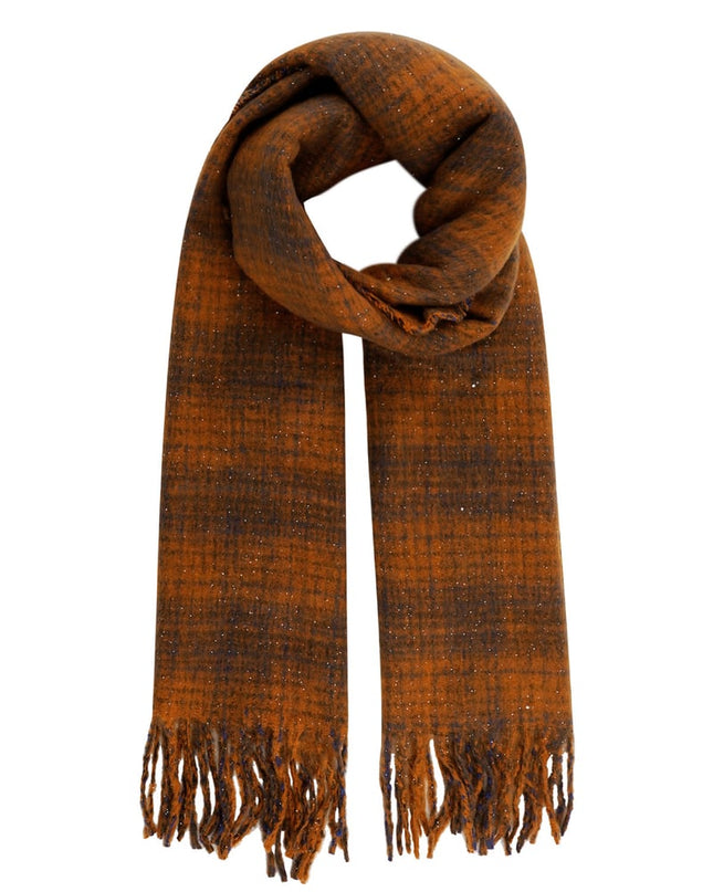 Checked warm winter scarf - green purple