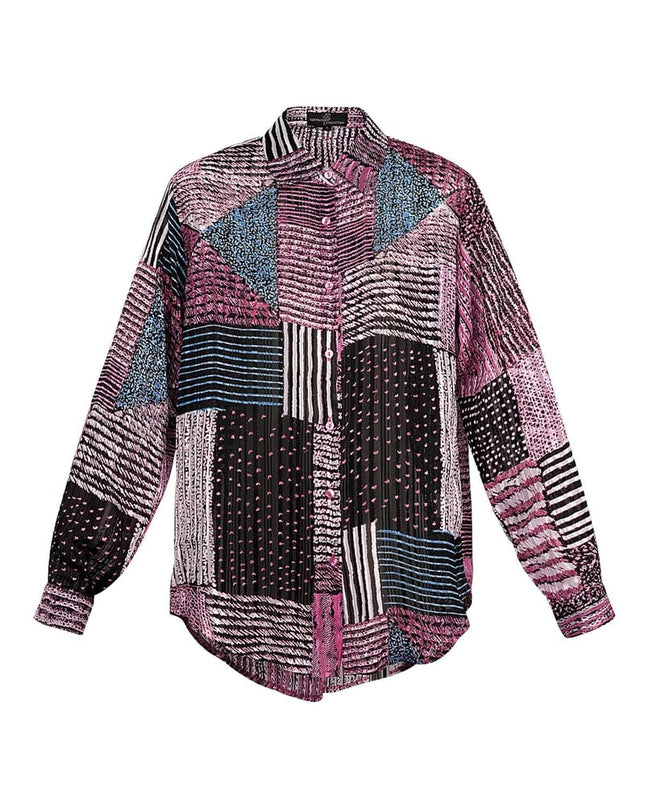 Blouse over de top print roze