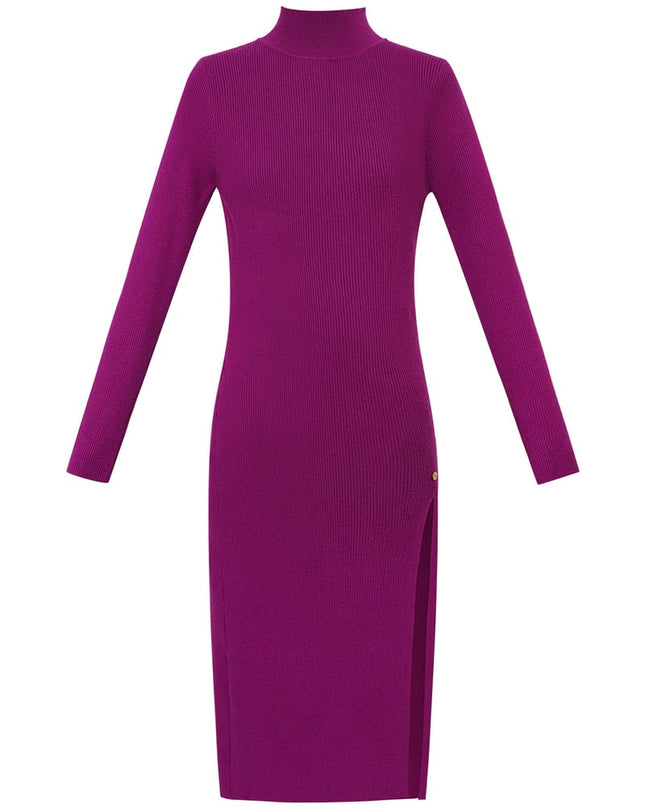 Midi dress with slit - purple