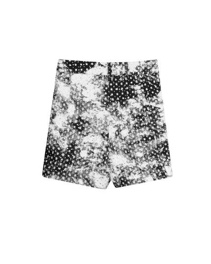 Short spots with glitter - black and white - S