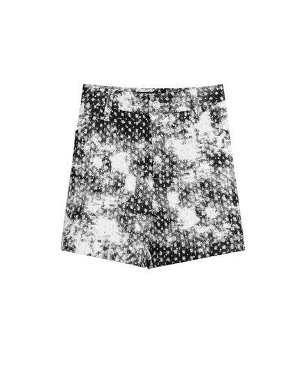 Short spots with glitter - black and white - S