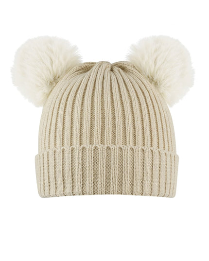 Volwassen - basic muts met bolletjes beige