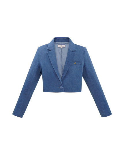 Denim cropped blazer - blue