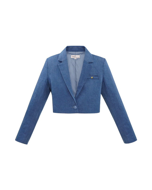 Denim cropped blazer - blue