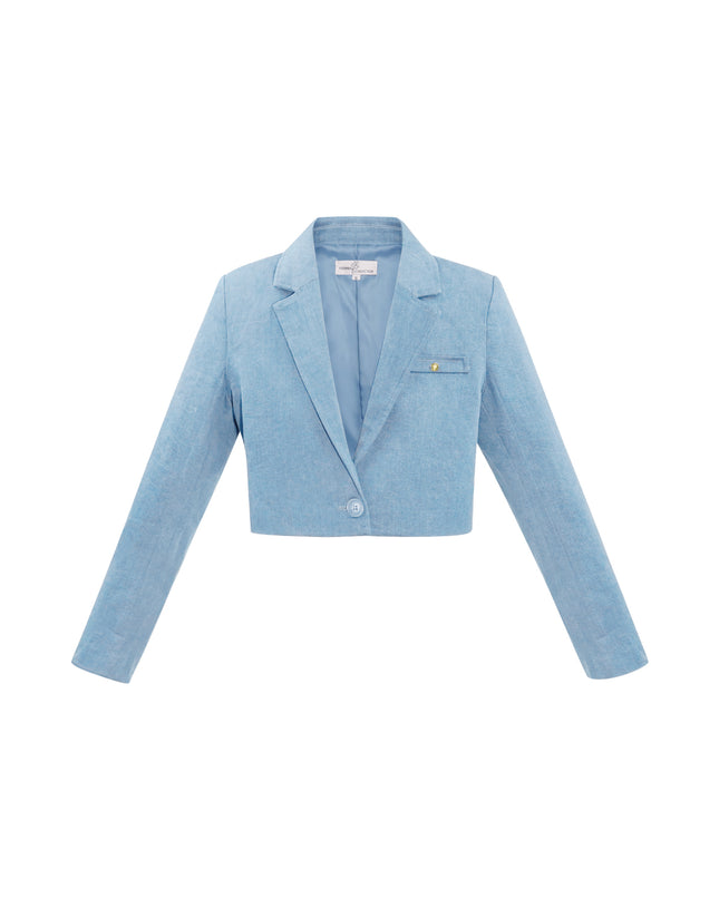 Denim cropped blazer - blue