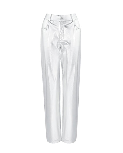 Metallic trousers - Silver Color color