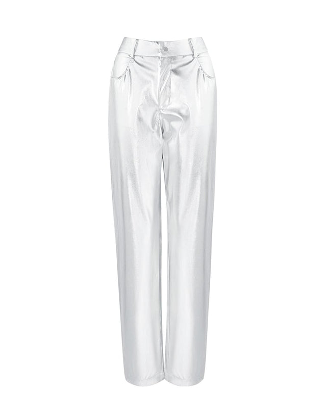 Metallic trousers - Silver Color color