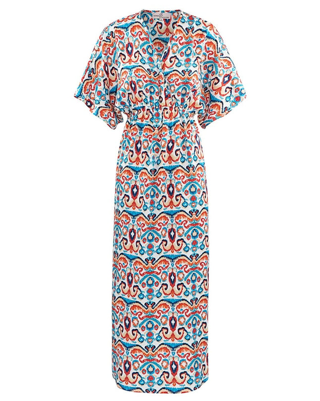 Long dress with print - red/blue - S