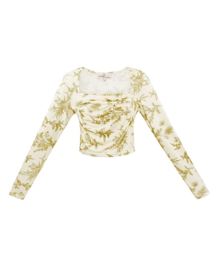 Long sleeve flower top - blue 