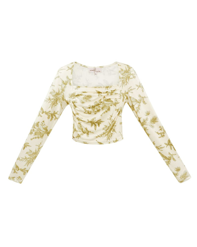 Long sleeve flower top - blue 