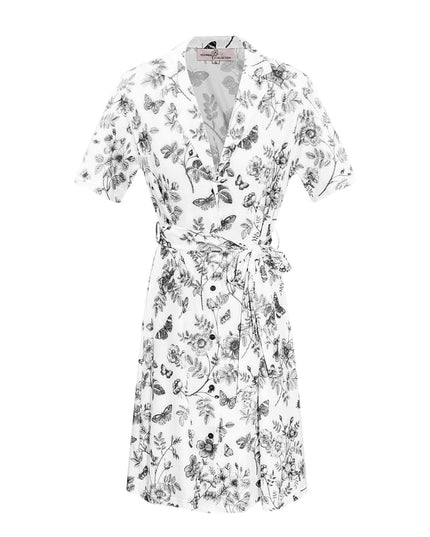 Flower dress with bow - beige 