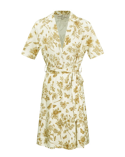 Flower dress with bow - beige 