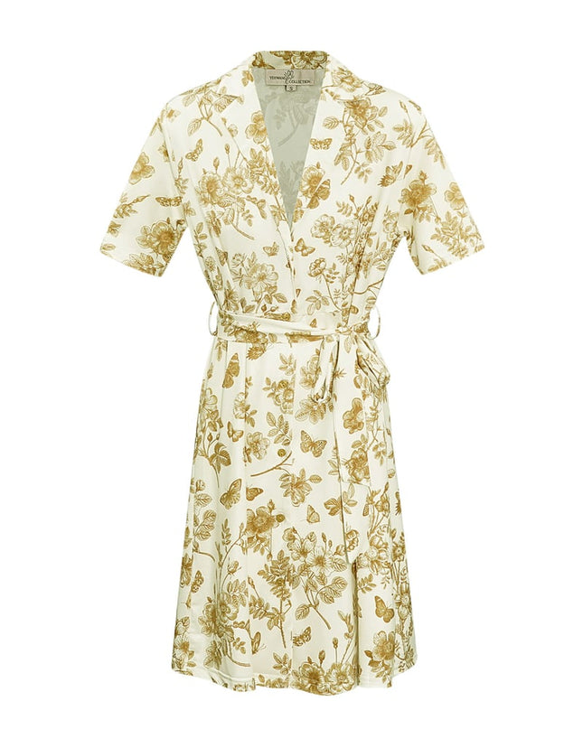 Flower dress with bow - beige 