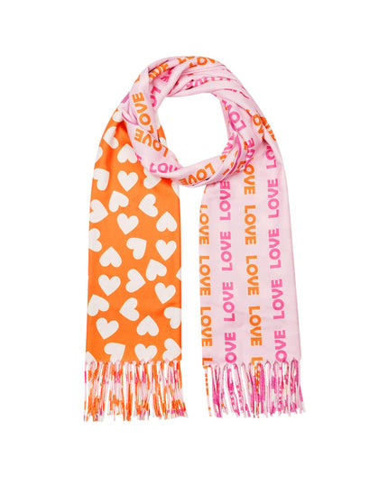 Sjaal met dubbele print - oranje-roze