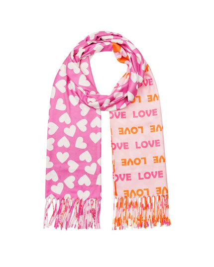 Sjaal met dubbele print - oranje-roze