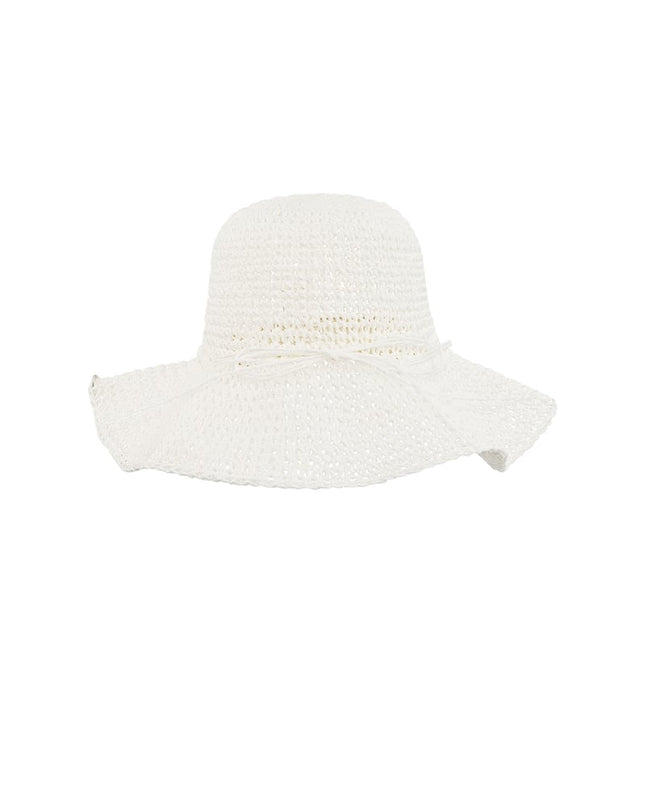 Crochet hat with bow - beige