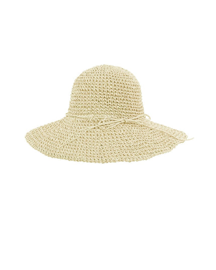 Crochet hat with bow - beige